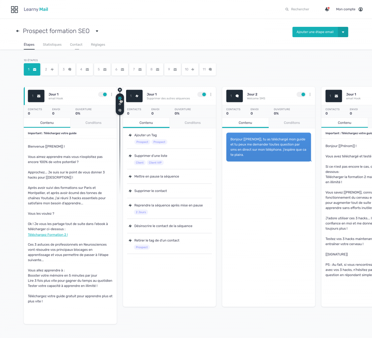 Learnybox - Programmation d'email en séquence